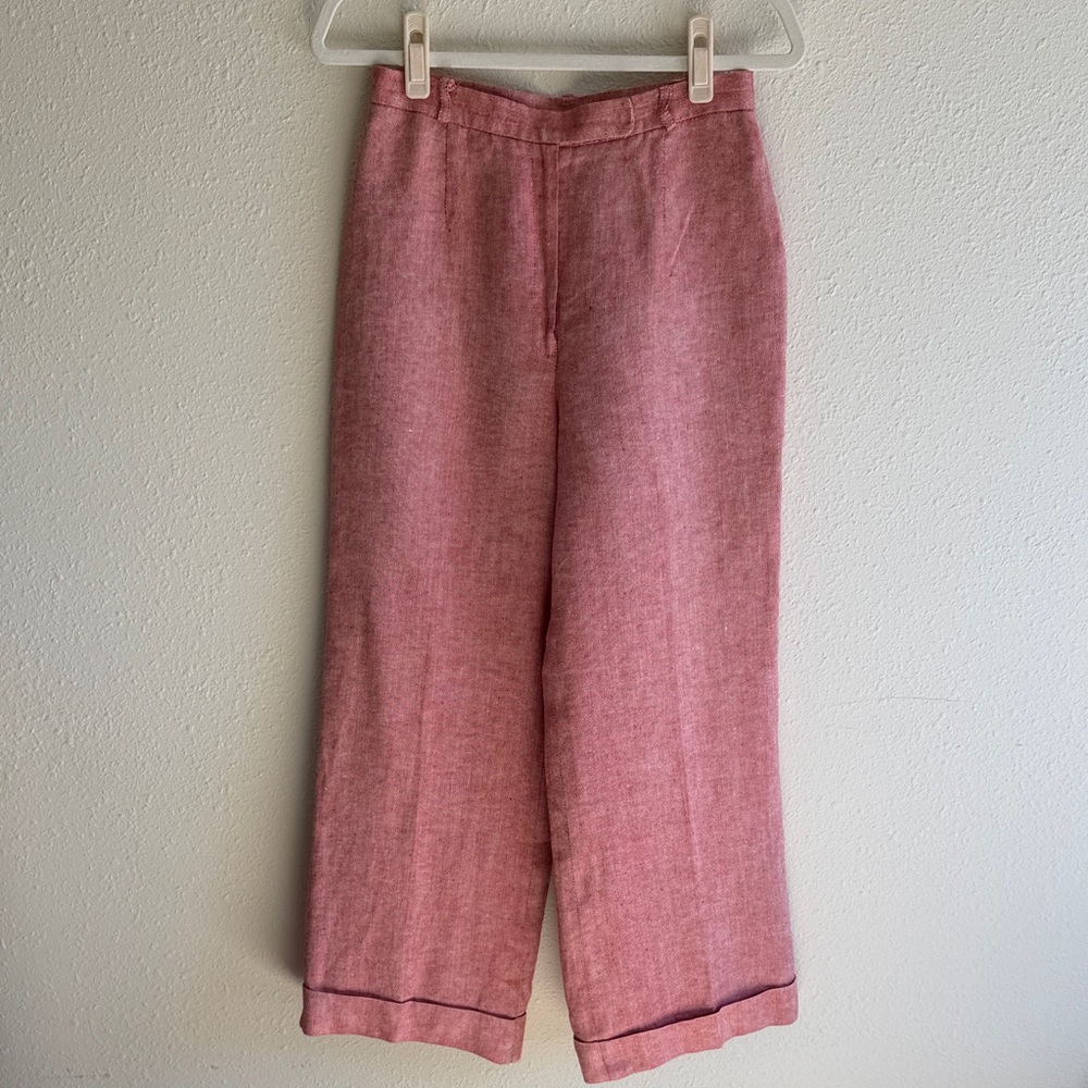 Vintage Jones New York Cuffed Wide Leg High Waist 100% Linen Pants